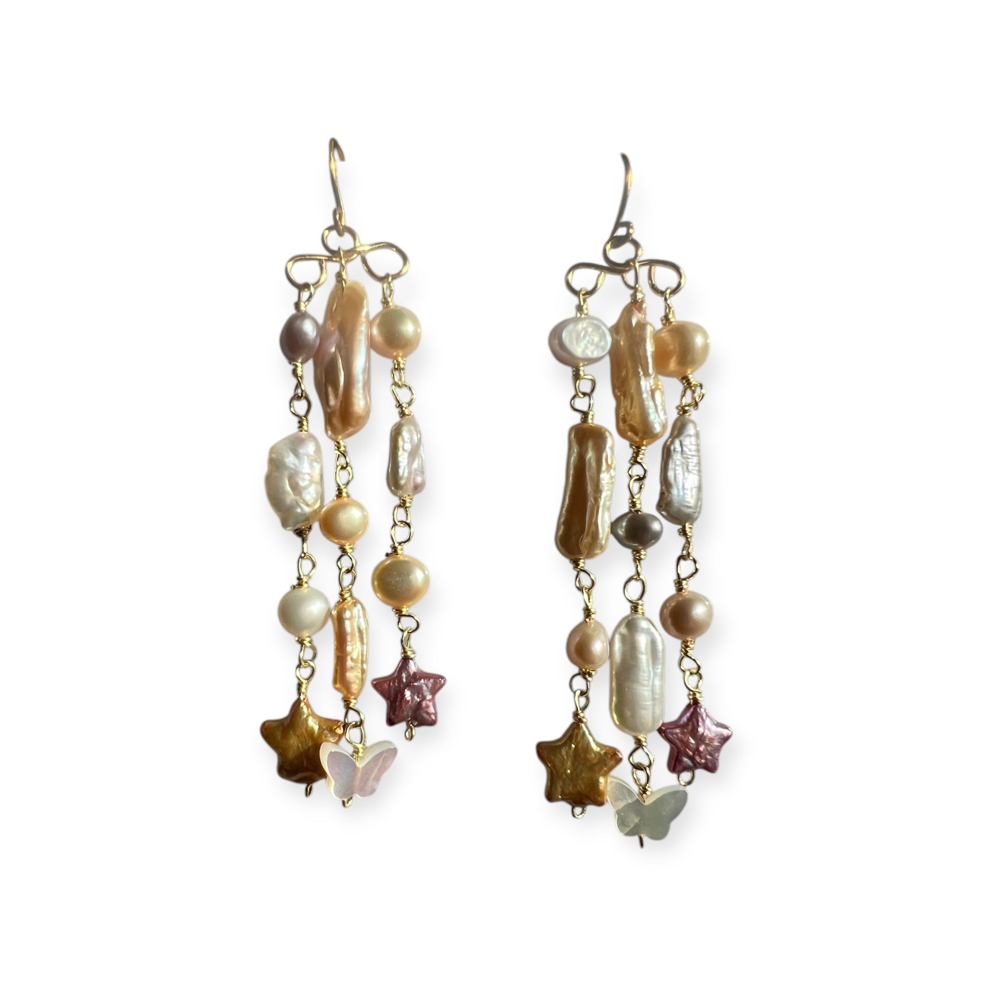 Twinkle Pearl Handmade Gold Earrings