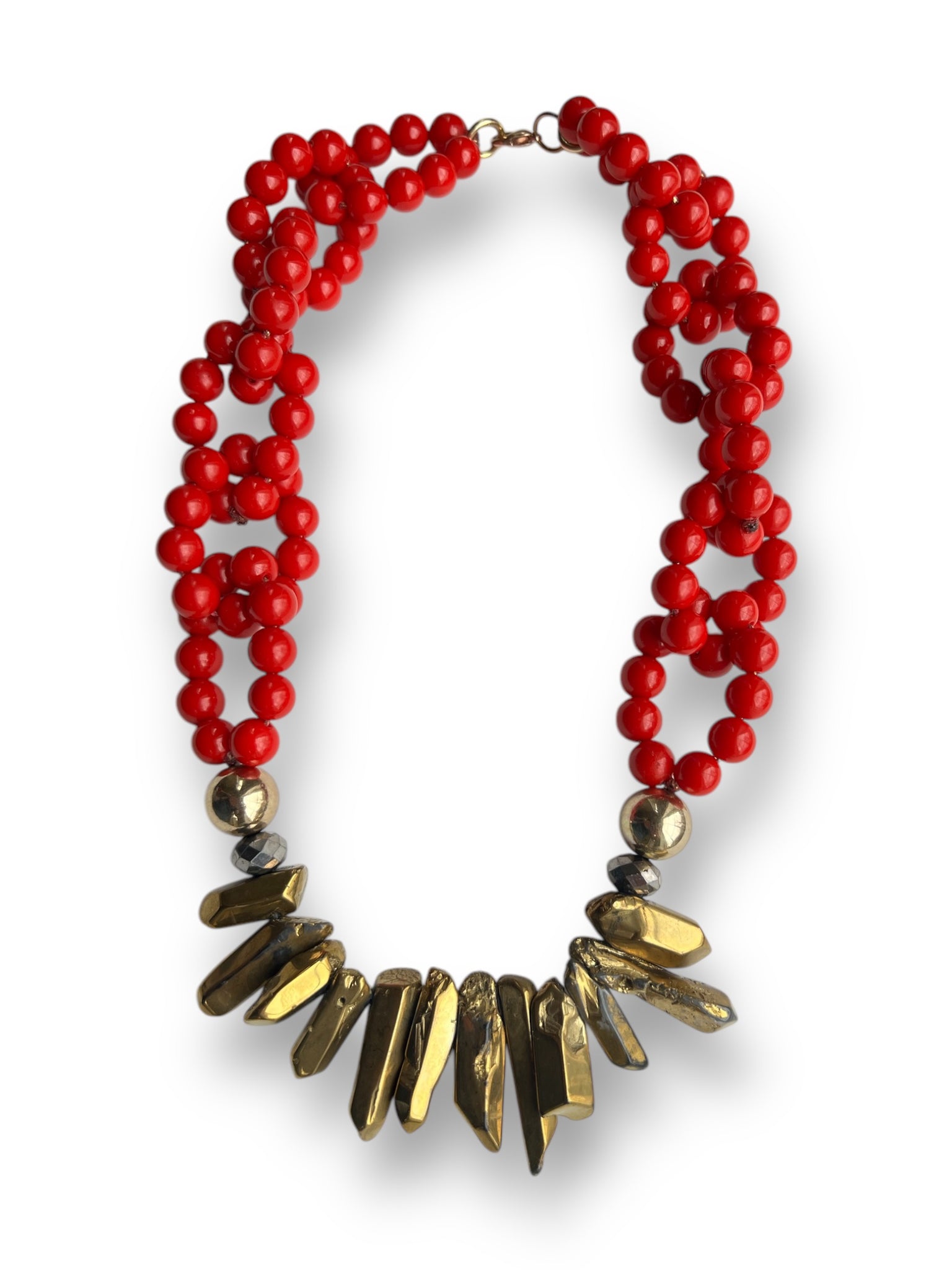 Statement Fashion Red and Gold Necklace