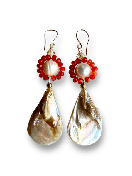 Baroque Pearl and Mother OF Pearl Earrings