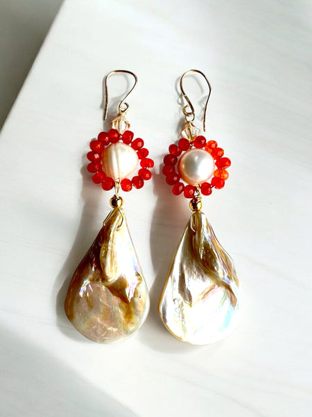 Baroque Pearl and Mother OF Pearl Earrings