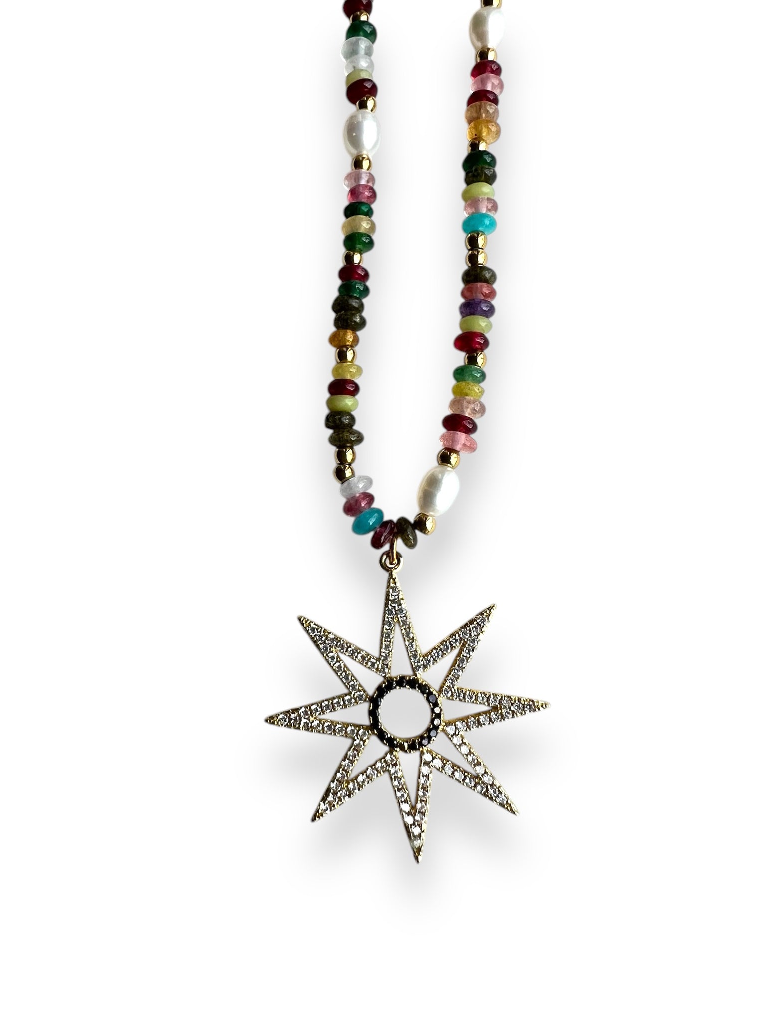 Dainty Gemstone Zircon Star Necklace