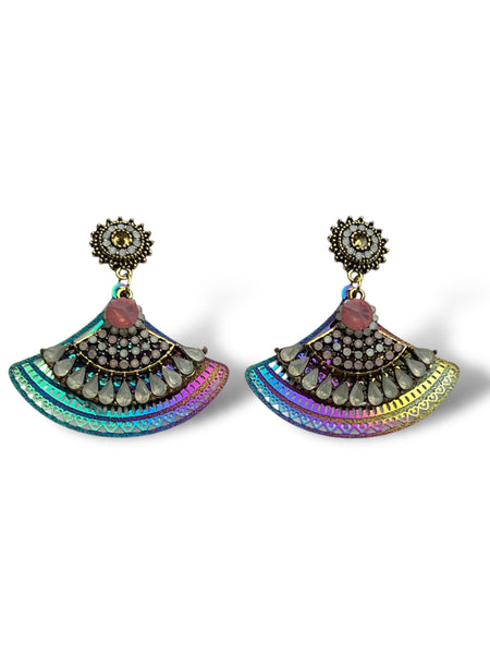 Hot And Fabulous Fan Shape Chrystal  Earrings