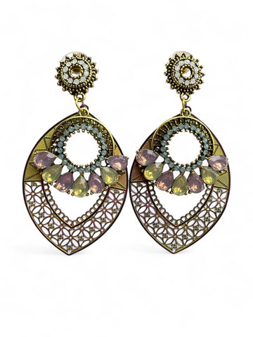 Hot And Fabulous Fan Shape Chrystal  Earrings