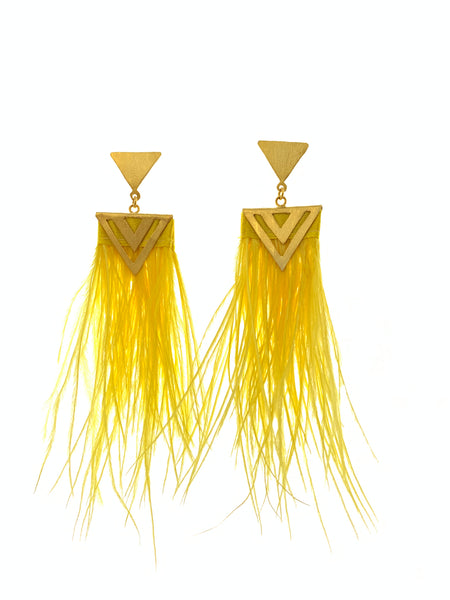 Feather Geometric Gold Earrings