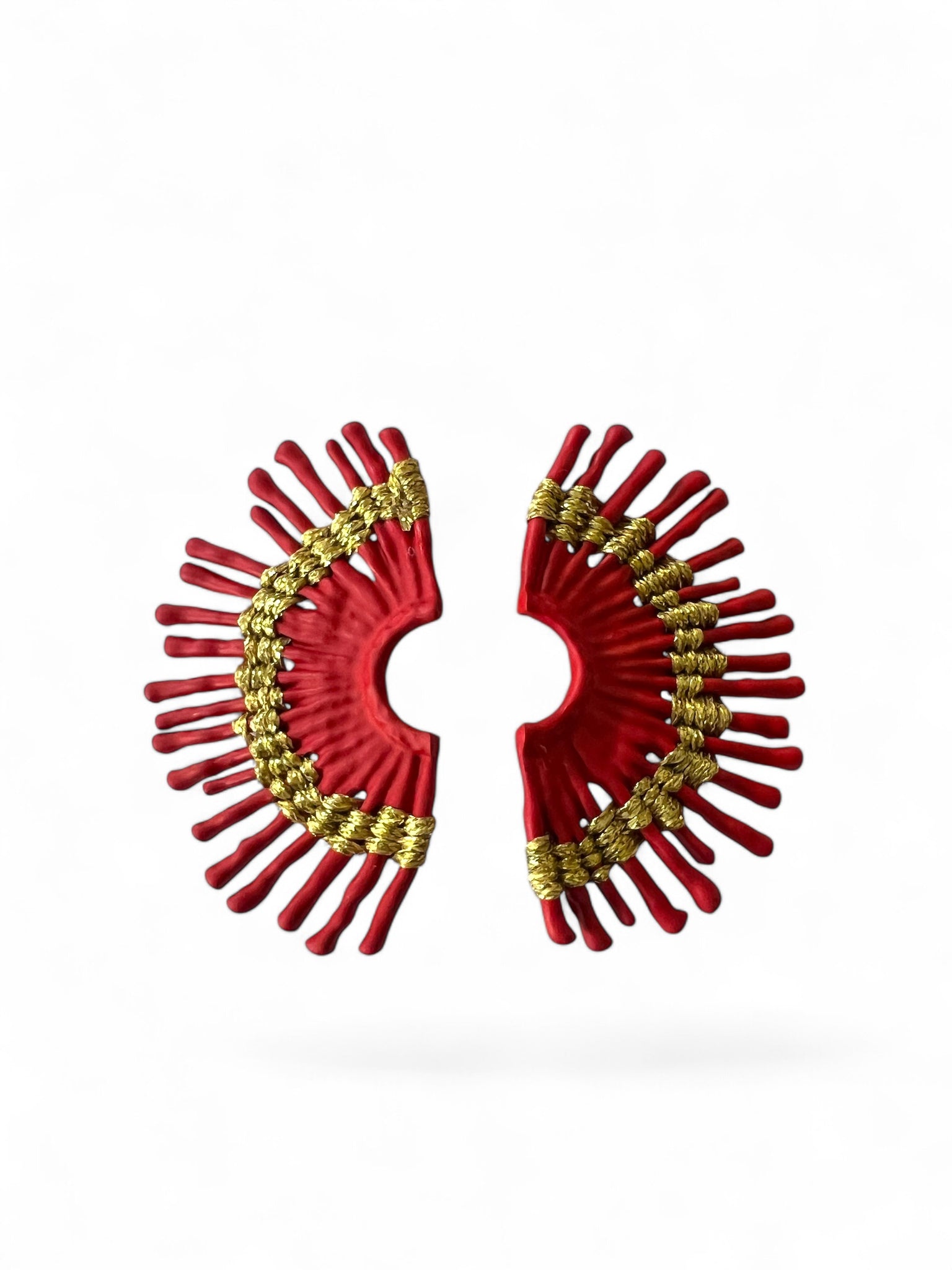 Hot & Fabulous Fan Shape Red Earrings