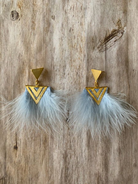 Feather Geometric Gold Earrings