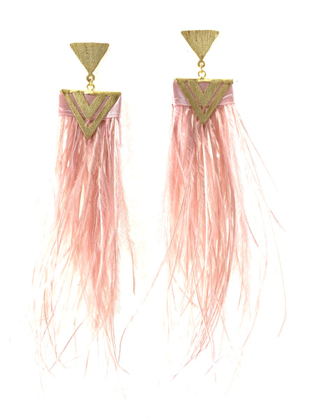 Feather Geometric Gold Earrings