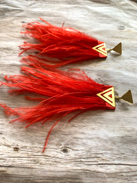 Feather Geometric Gold Earrings